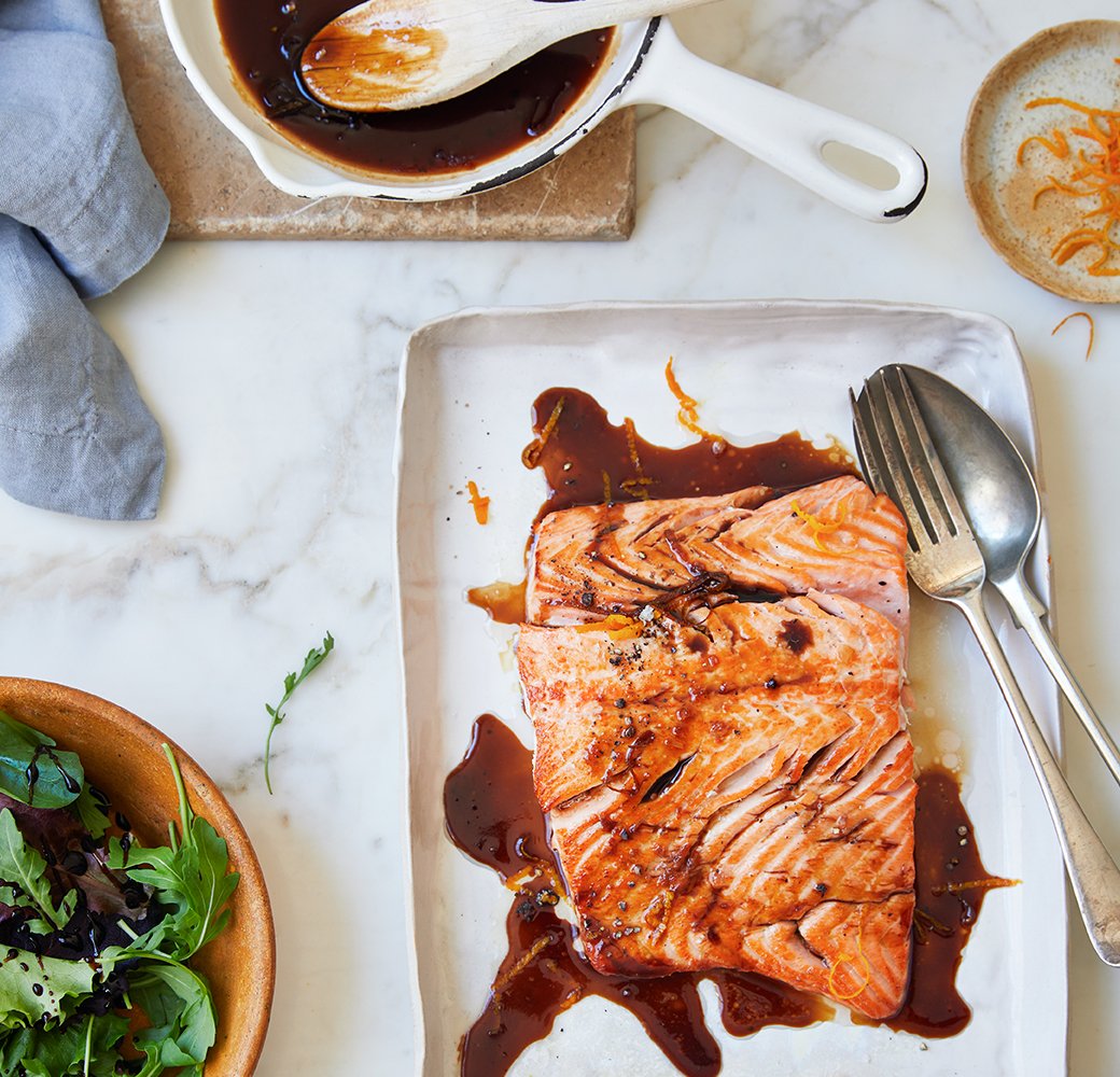 Pan Fried Salmon with a Balsamic Honey Glaze